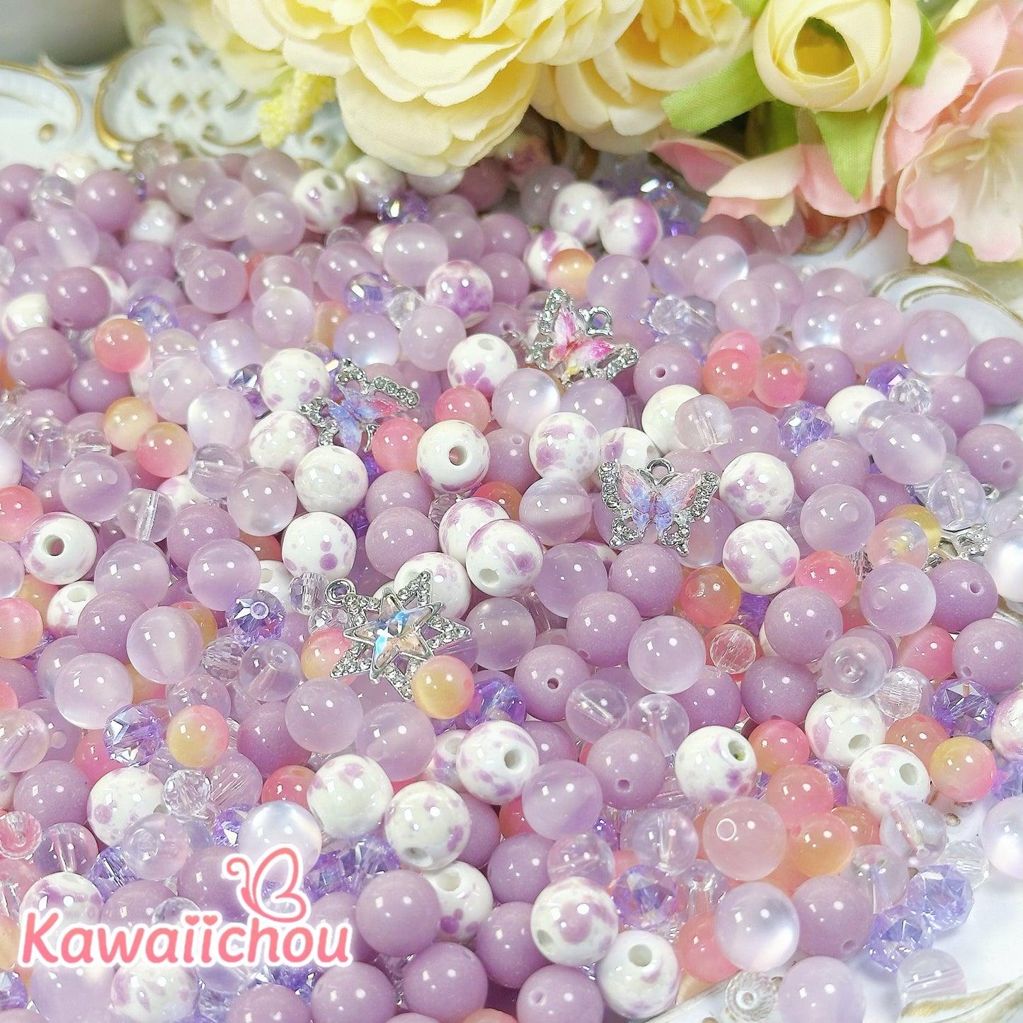 [TZ-10] ラベンダーの丘・夜光・ 高品質陶器・キャッツアイ・8/10mm ・ 💖人気