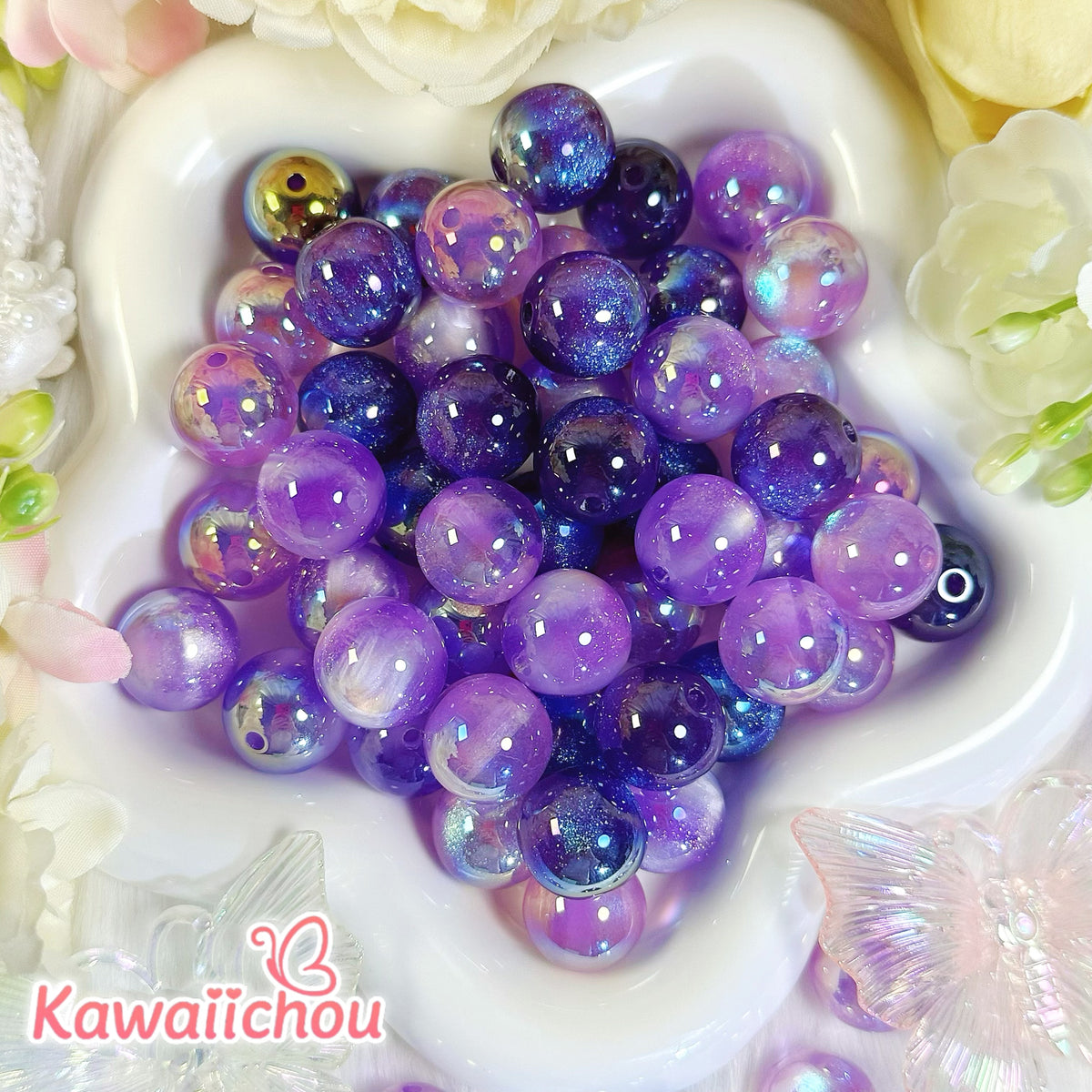 Grape Moon Shadow Premium Resin Beads Mix - 16mm