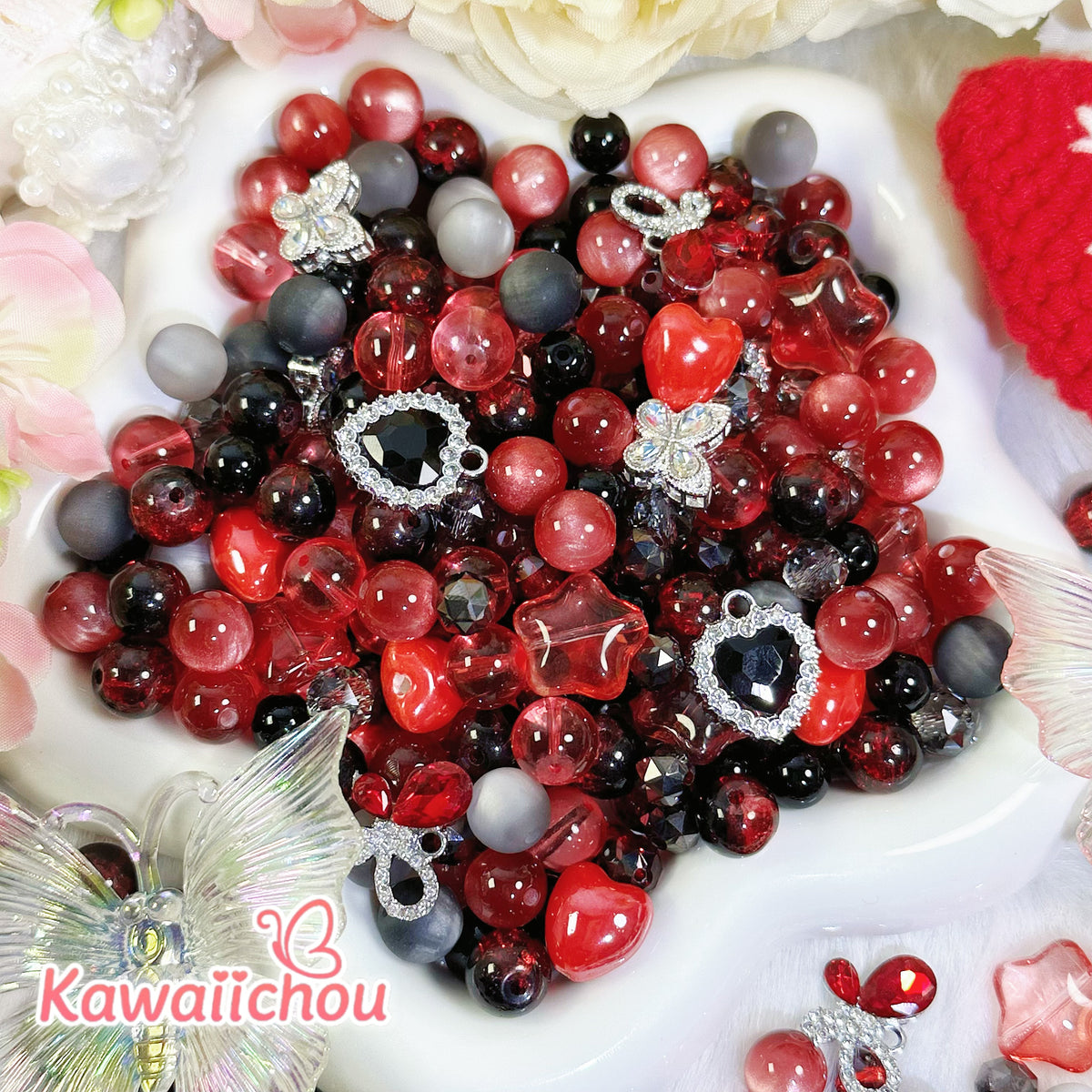 Crimson Will Ceramic Beads Mix - 8/10/12mm
