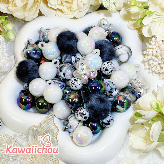 Midnight Shadow Beads Mix - 10/14/16mm with Loops