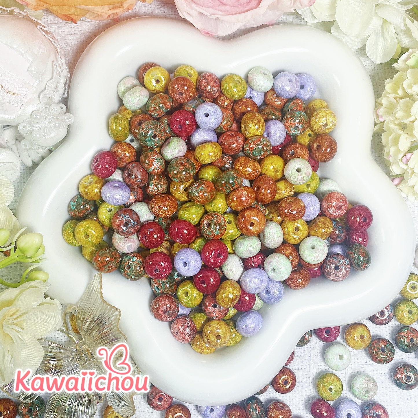 [TZ-100] 絵彩・7*10mm・DIY絵彩ビーズ