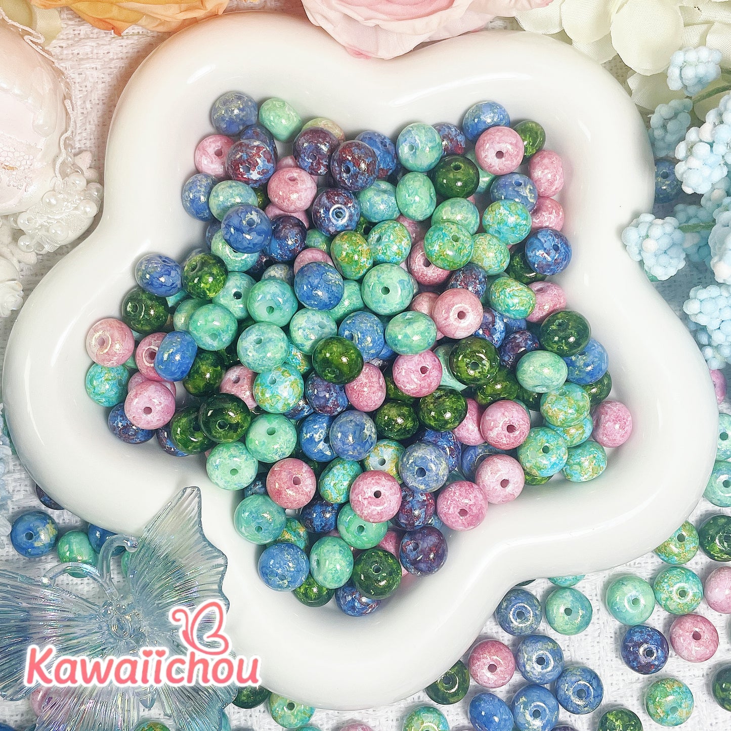 [TZ-100] 絵彩・7*10mm・DIY絵彩ビーズ