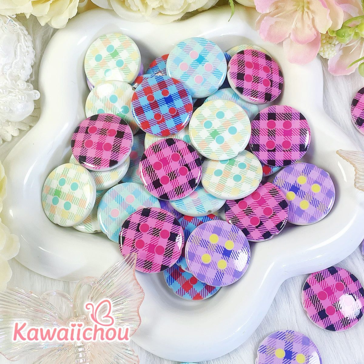 Candy Check Acrylic Beads Mix - 25mm